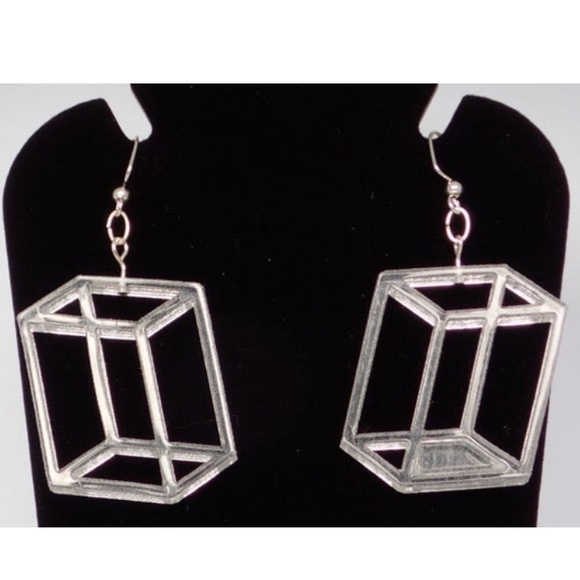 Transparent Prism Earrings - Orthorhombic Lucite - Picture 6 of 7